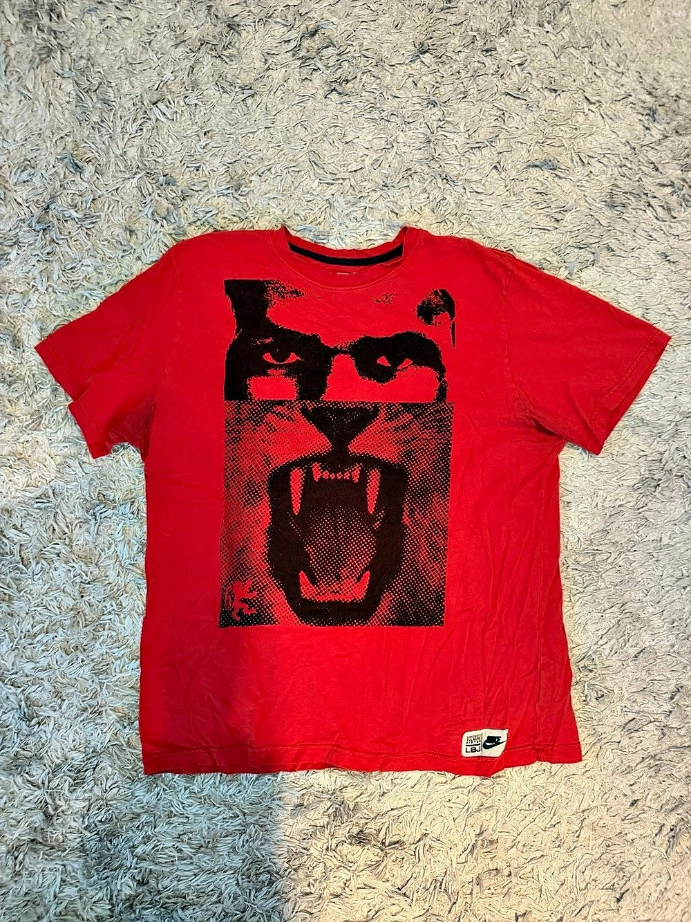 Nike x LeBron James Virescit Vulnere Virtus Graphic T-Shirt Tee Red & Black XL